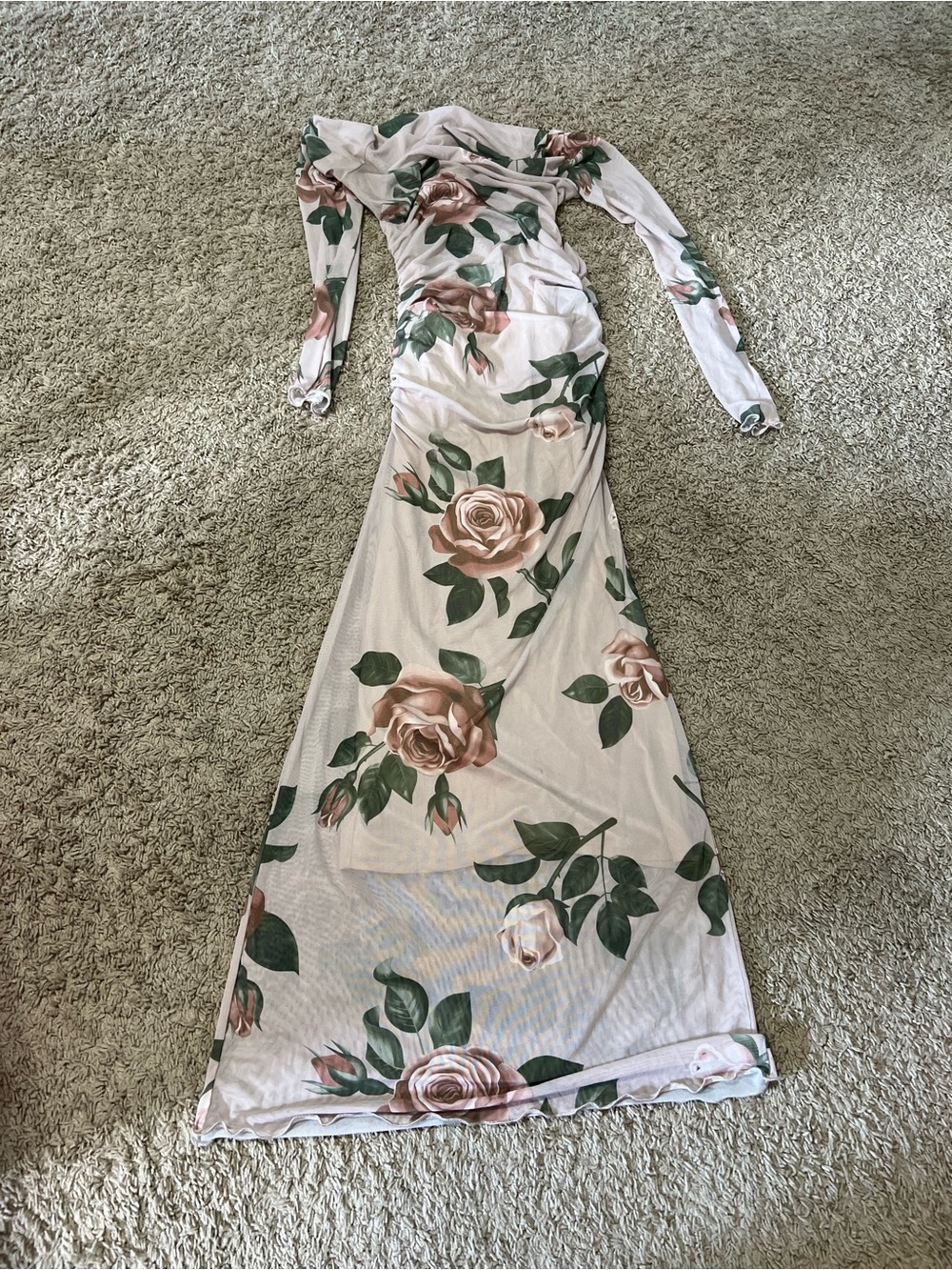 Blush Rose Floral Long Sleeve Maxi Dress